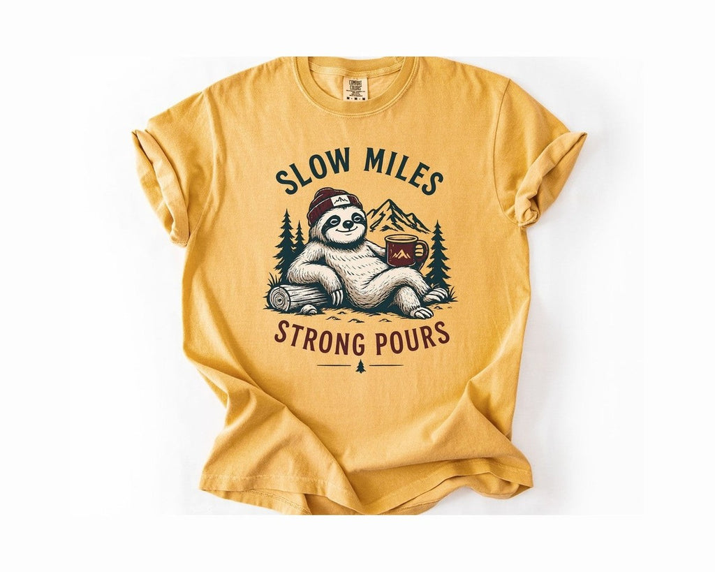 Sloth Coffee T-Shirt - Mustard