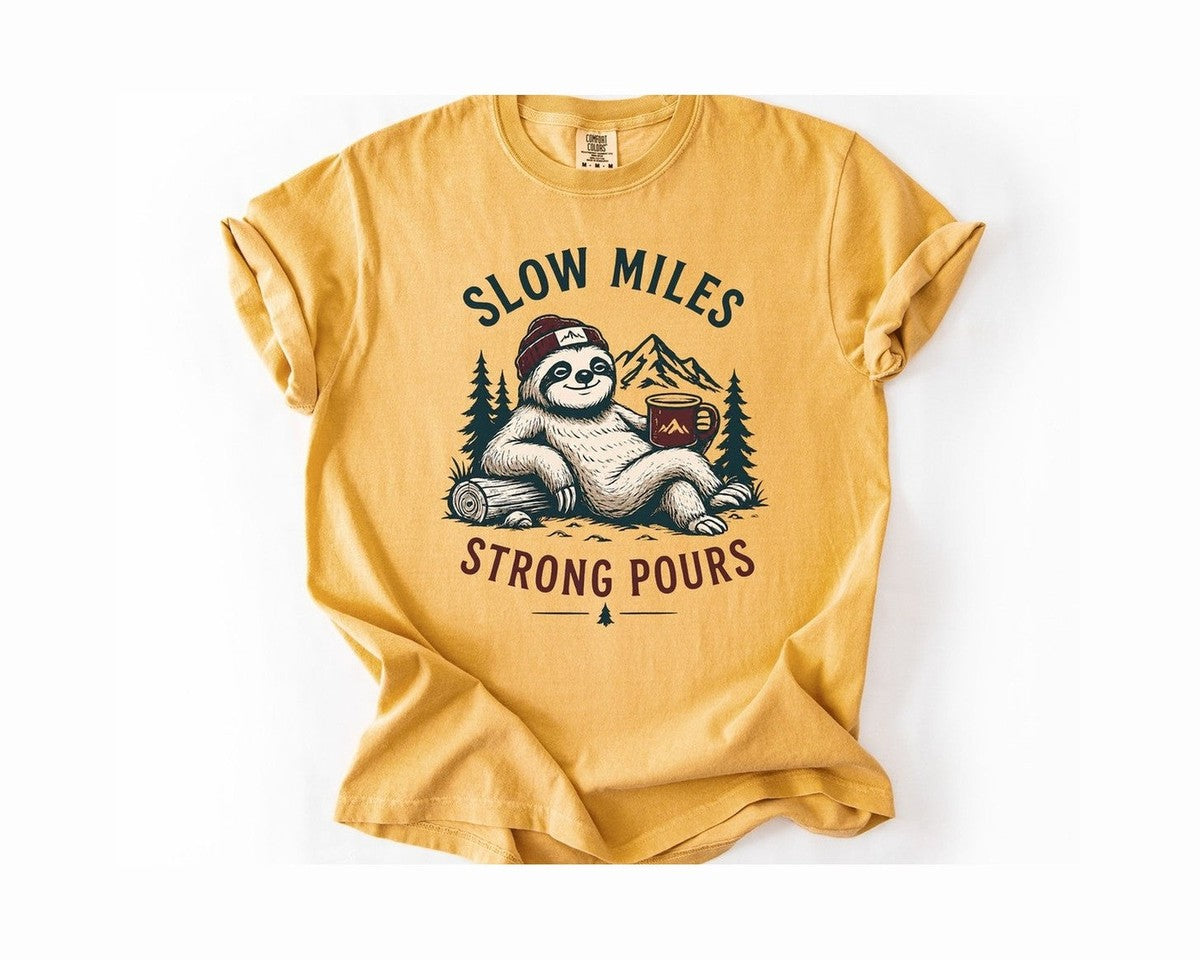 Sloth Coffee T-Shirt - Mustard