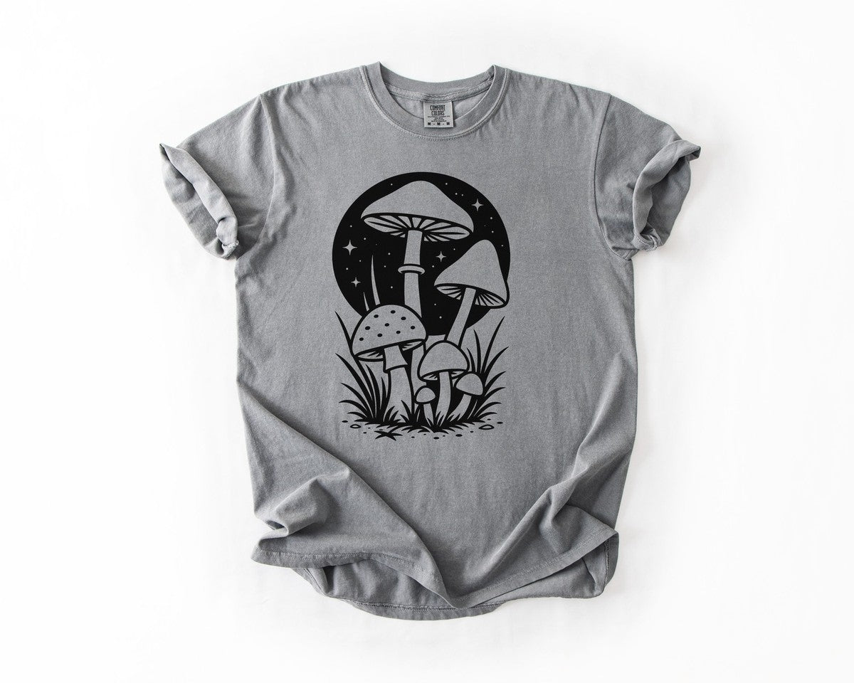 Mushroom Nightscape T-Shirt - Grey