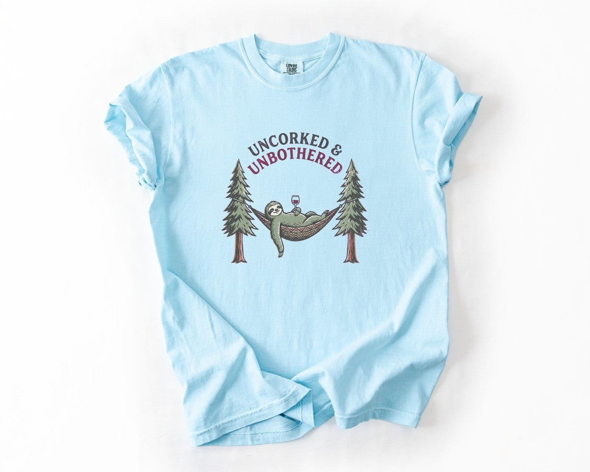 Uncorked & Unbothered Tee - Chambray
