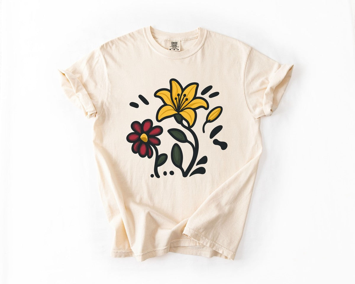 Floral Sketch Tee - Ivory