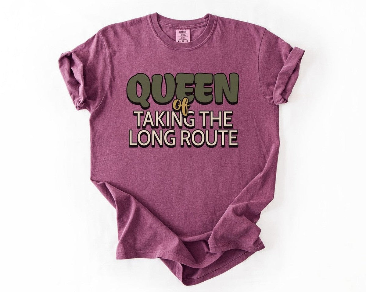 Queen of Taking the Long Route Tee - Berry