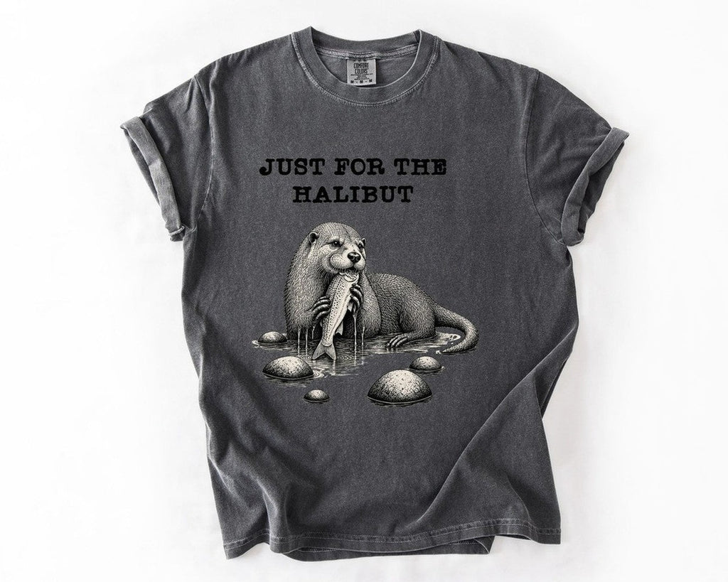 Just For The Halibut Otter Tee - Pepper