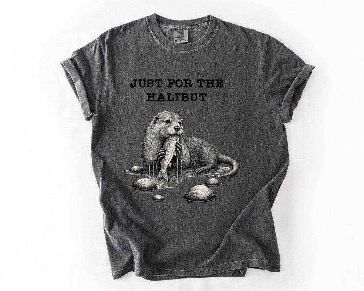 Just For The Halibut Otter Tee - Pepper