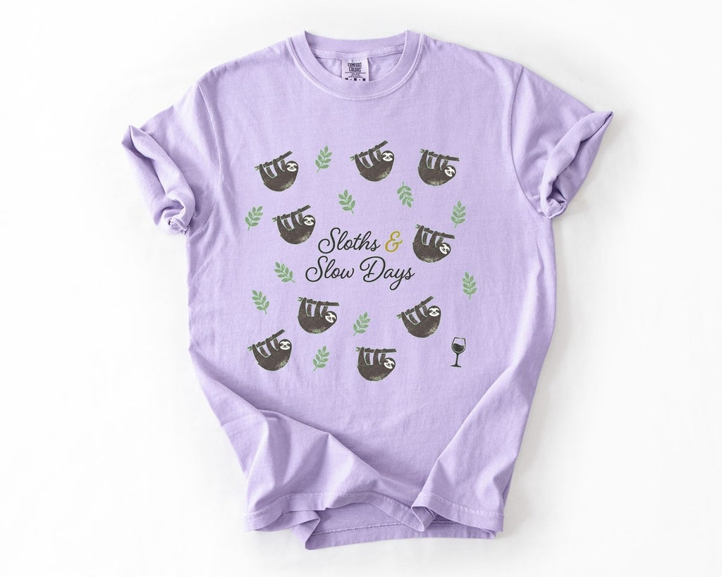 Sloths & Slow Days Tee - Orchid