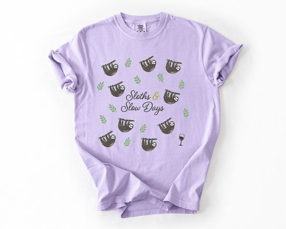 Sloths & Slow Days Tee - Orchid