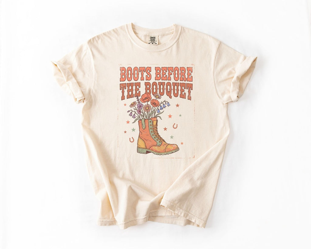 Boots Before the Bouquet Tee - Ivory