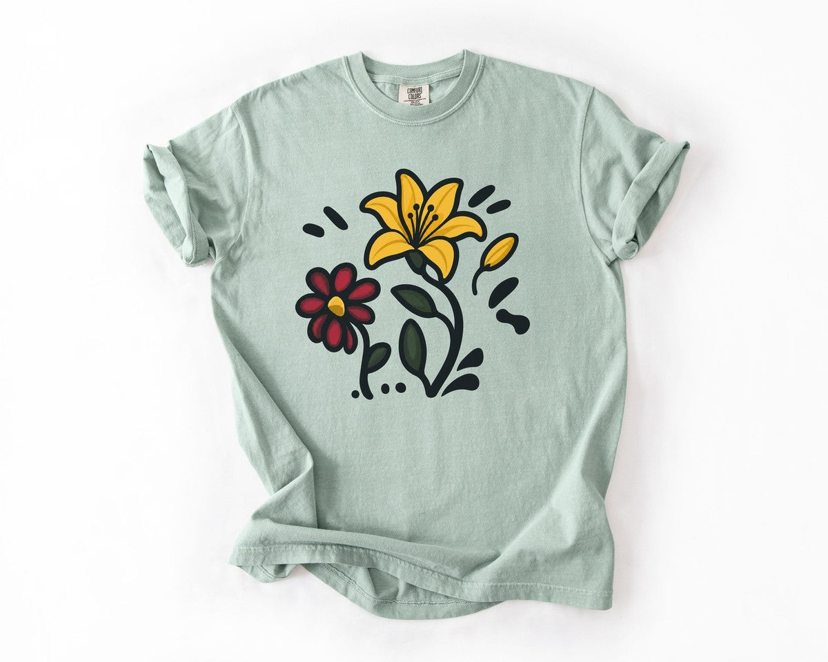 Floral Sketch Tee - Bay