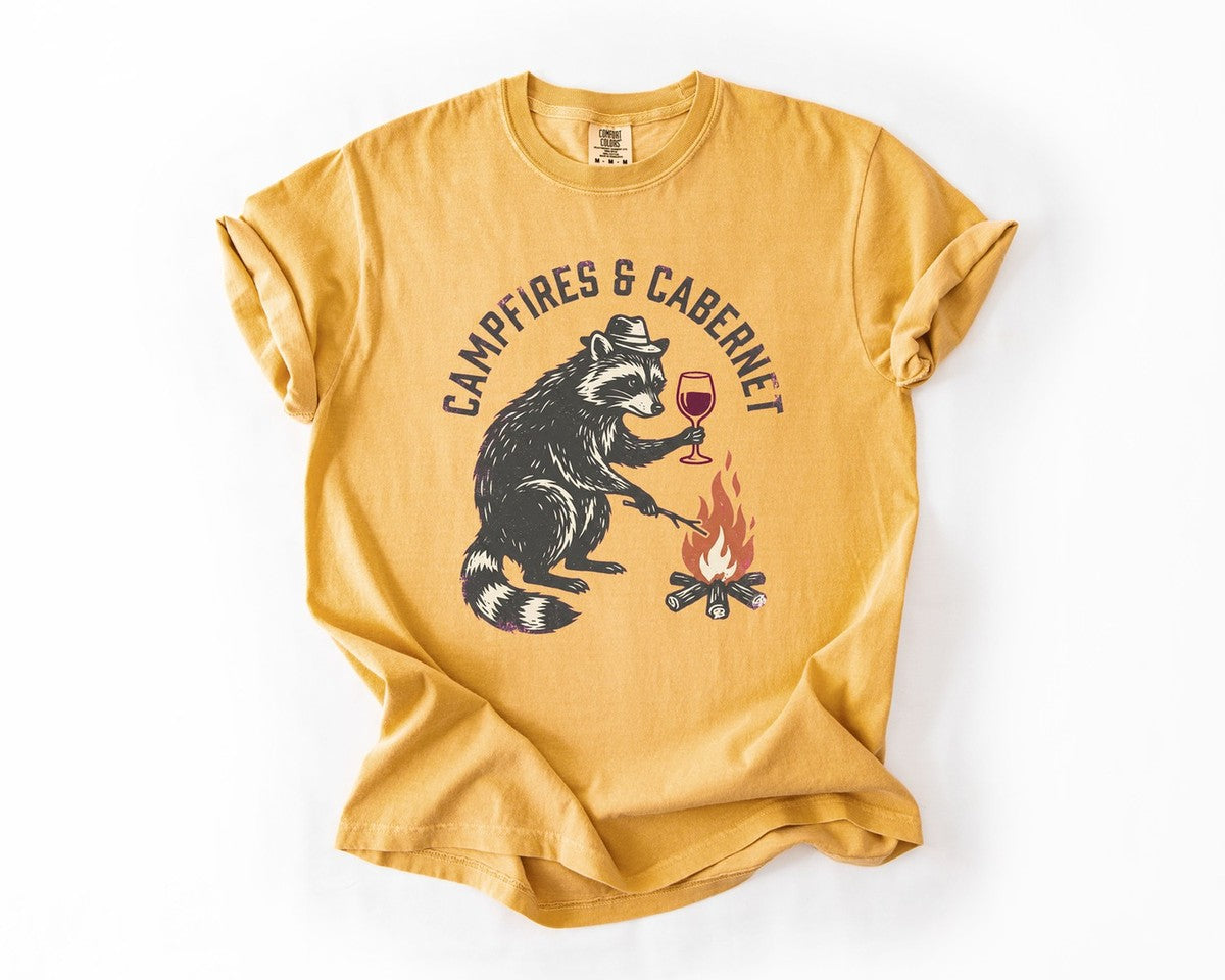 Campfires & Cabernet Tee - Mustard