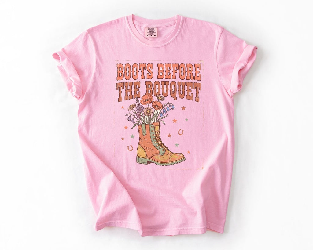 Boots Before the Bouquet Tee - Blossom