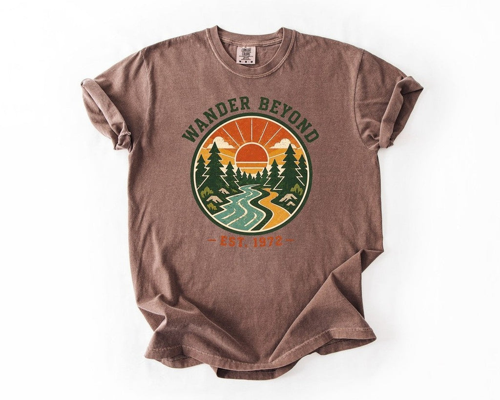 Wander Beyond Sunset River T-Shirt - Espresso