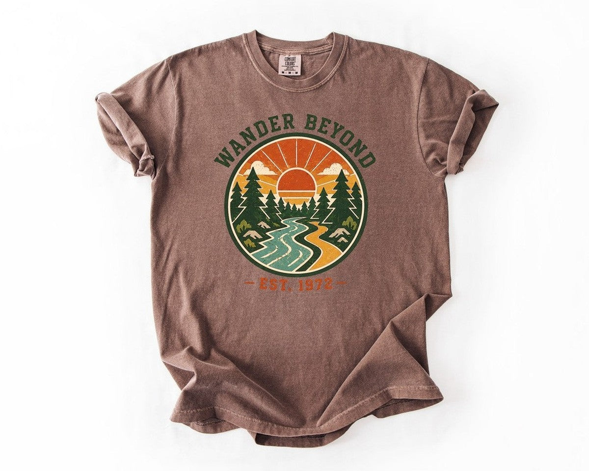 Wander Beyond Sunset River T-Shirt - Espresso