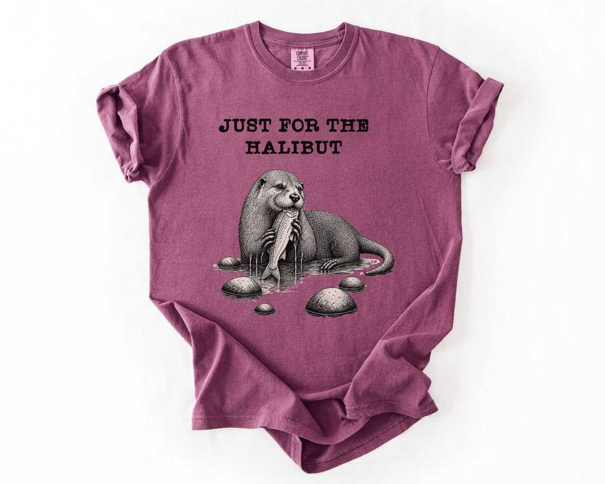 Just For The Halibut Otter Tee - Berry