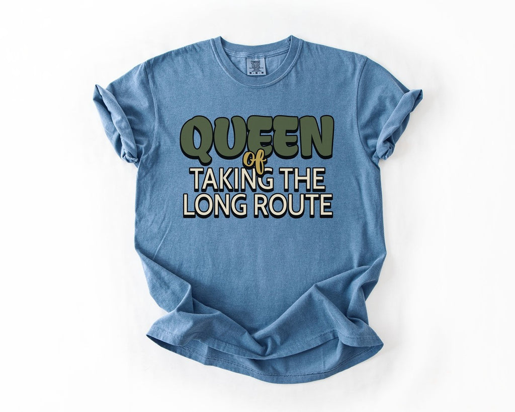 Queen of Taking the Long Route Tee - Blue Jean
