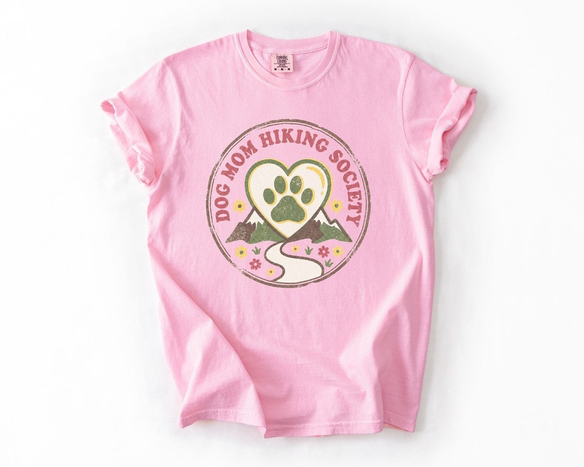 Dog Mom Hiking Society Tee - Blossom