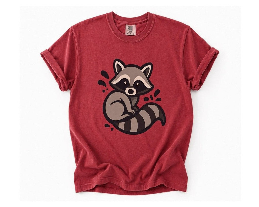 Cute Raccoon Graphic T-Shirt - Brick