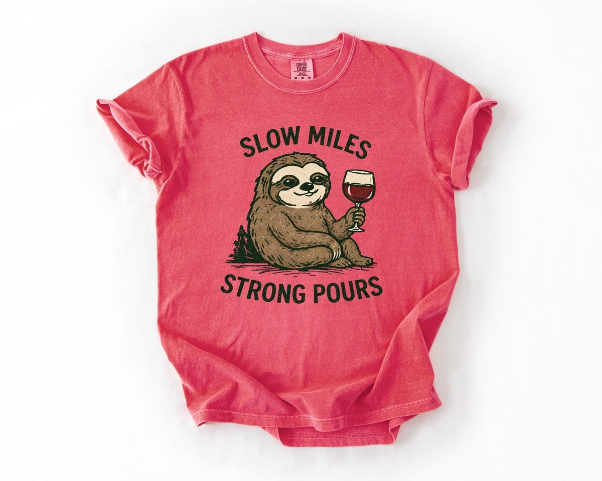 Slow Miles Strong Pours Tee - Watermelon