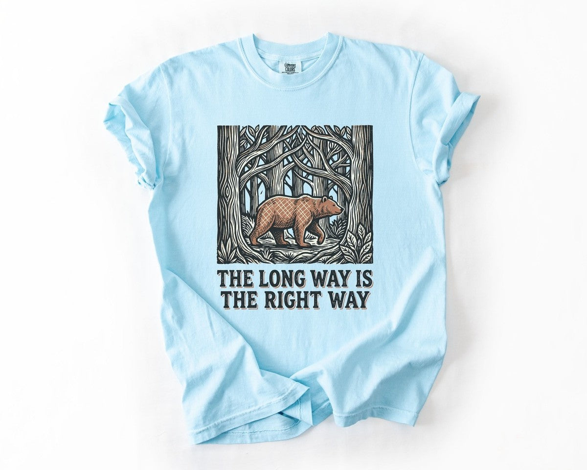 The Long Way Is The Right Way Tee - Chambray