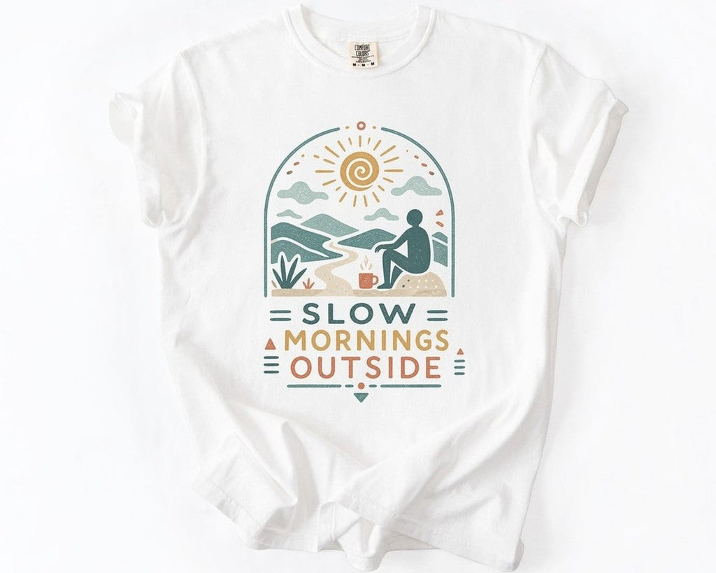 Slow Mornings Outside T-Shirt - White