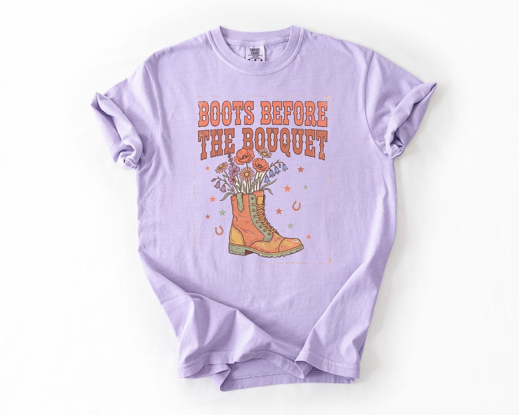 Boots Before the Bouquet Tee - Orchid