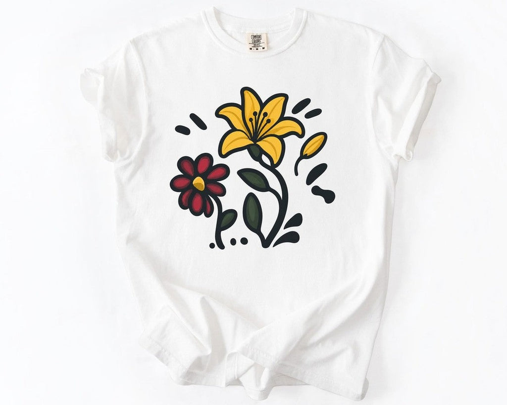 Floral Sketch Tee - White