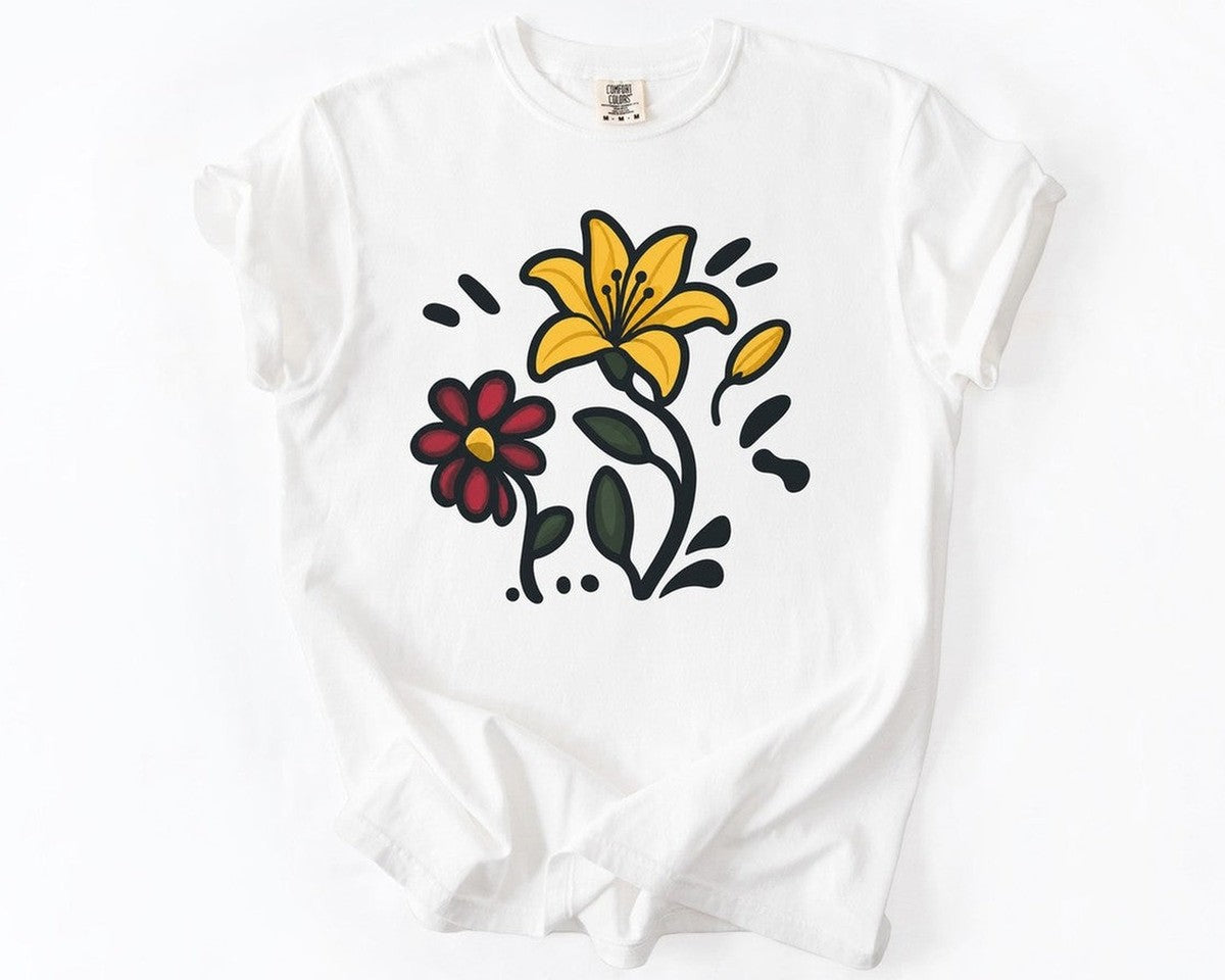 Floral Sketch Tee - White