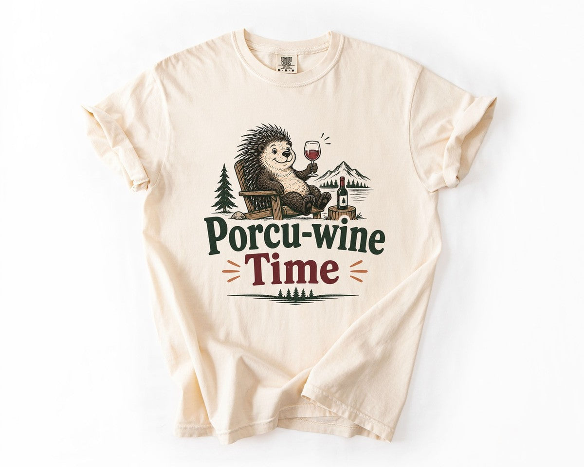 Porcu-wine Time Tee - Ivory