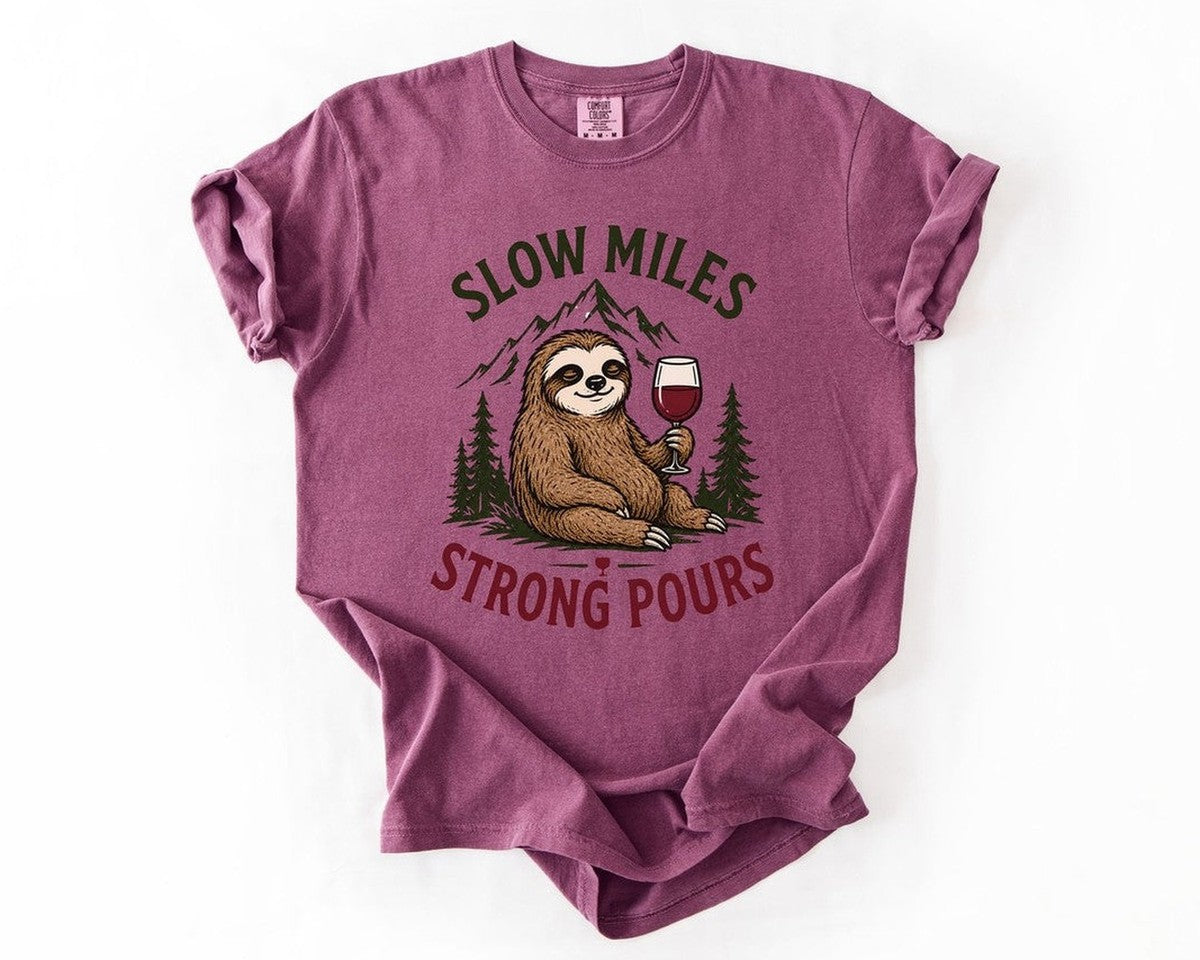 Sloth Wine Tee - Berry