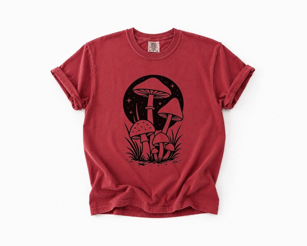 Mushroom Nightscape T-Shirt - Brick