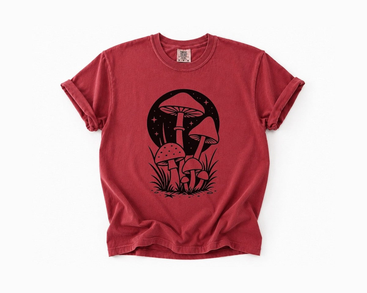 Mushroom Nightscape T-Shirt - Brick