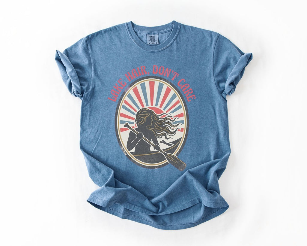 Lake Hair Dont Care Tee - Blue Jean