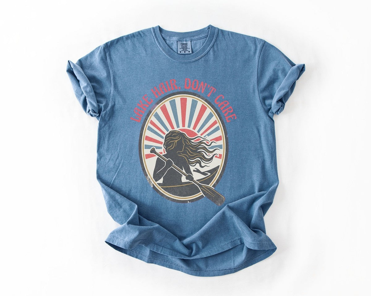 Lake Hair Dont Care Tee - Blue Jean