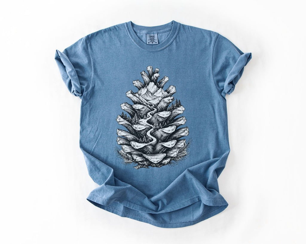 Pinecone Landscape T-Shirt - Blue Jean