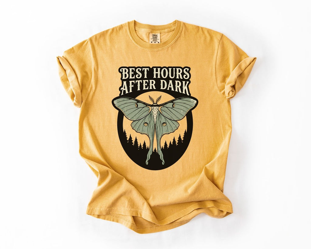 Best Hours After Dark Moth Tee - Mustard