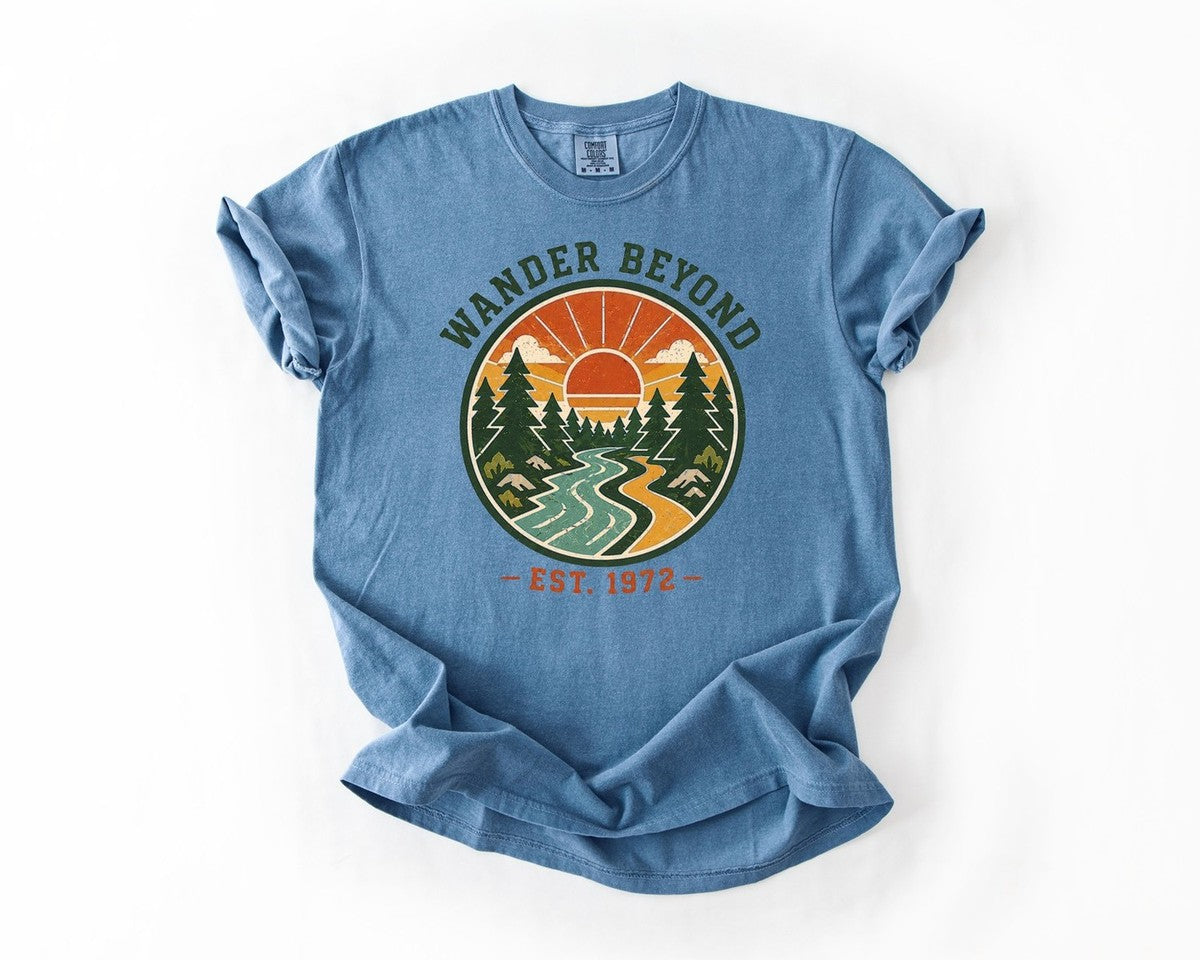 Wander Beyond Sunset River T-Shirt - Blue Jean