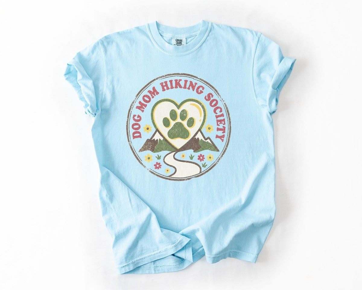 Dog Mom Hiking Society Tee - Chambray