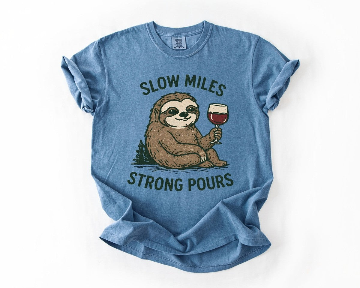 Slow Miles Strong Pours Tee - Blue Jean