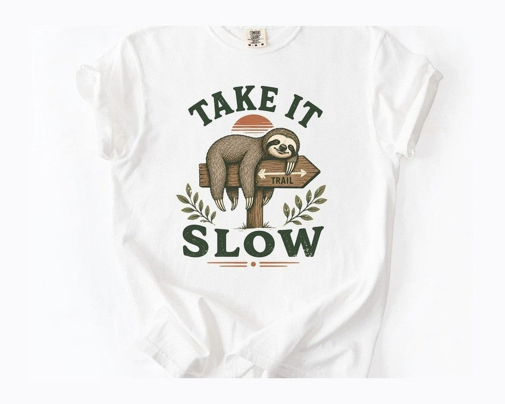 Take It Slow Sloth T-Shirt - White