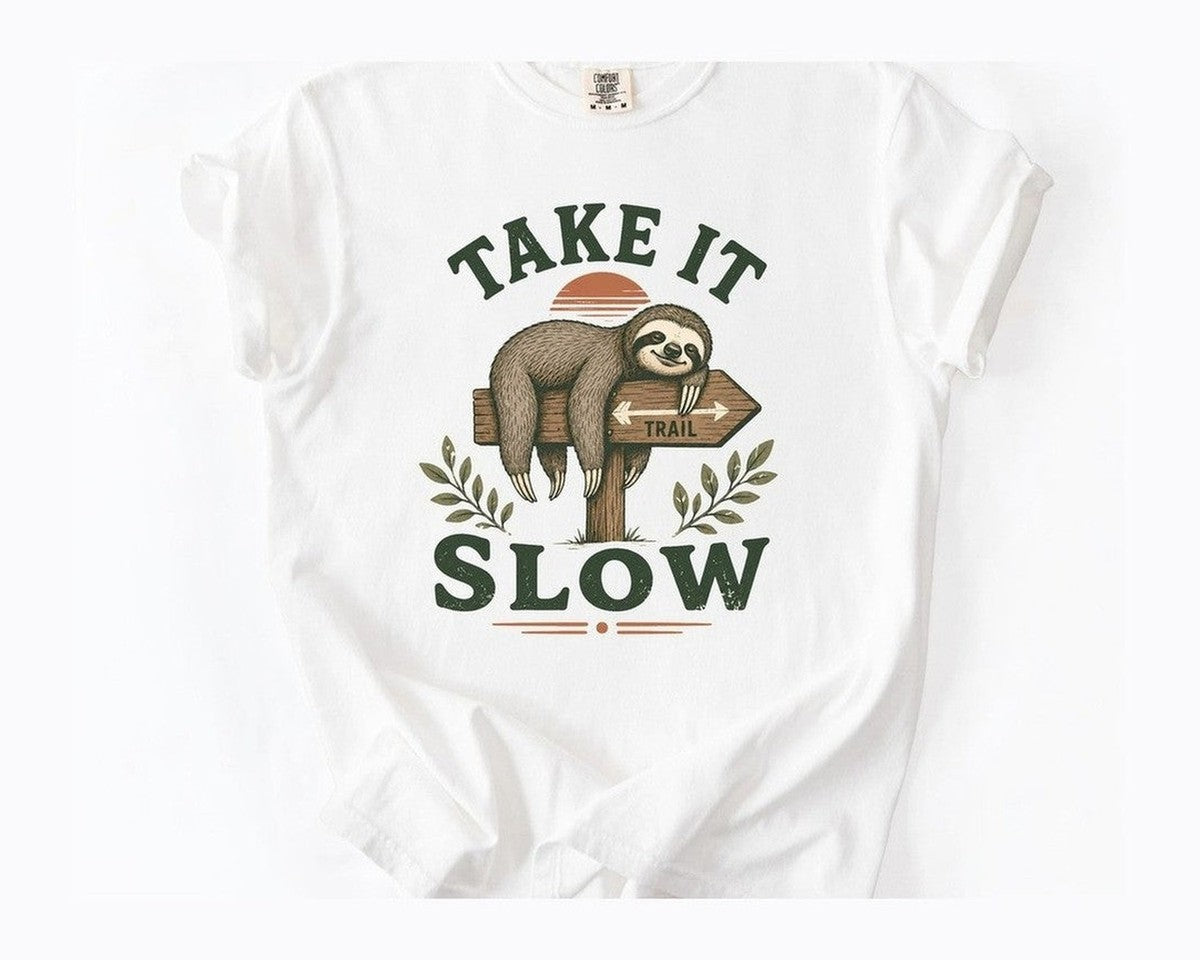 Take It Slow Sloth T-Shirt - White