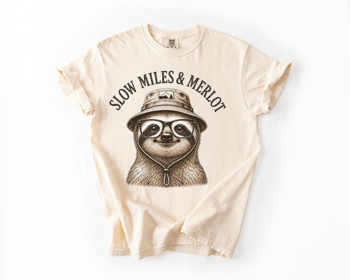 Slow Miles & Merlot Tee - Ivory