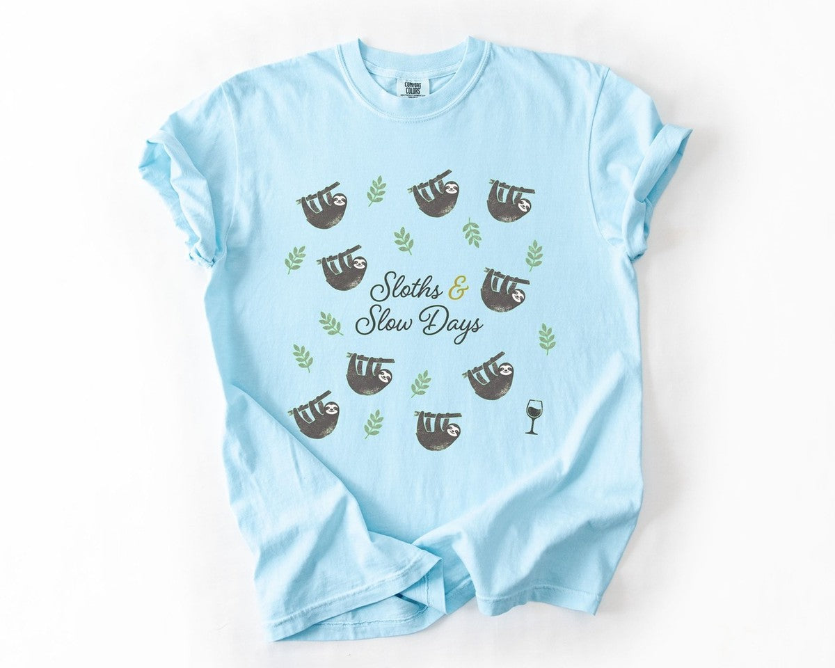 Sloths & Slow Days Tee - Chambray