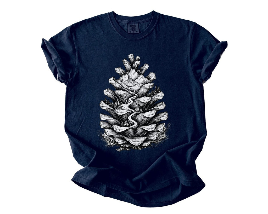 Pinecone Landscape T-Shirt - True Navy