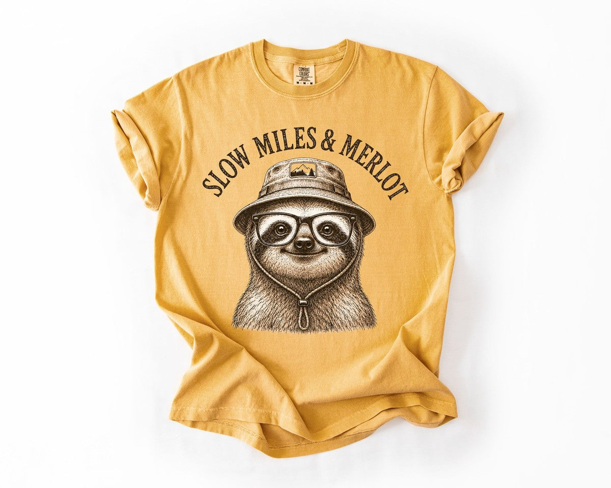Slow Miles & Merlot Tee - Mustard