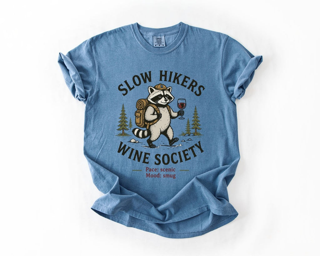 Slow Hikers Wine Society Tee - Blue Jean
