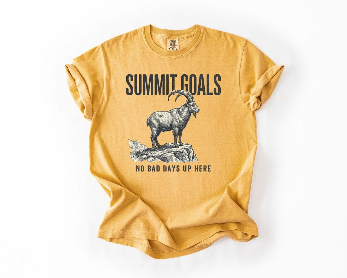 Summit Goals Mountain Goat T-Shirt - Mustard