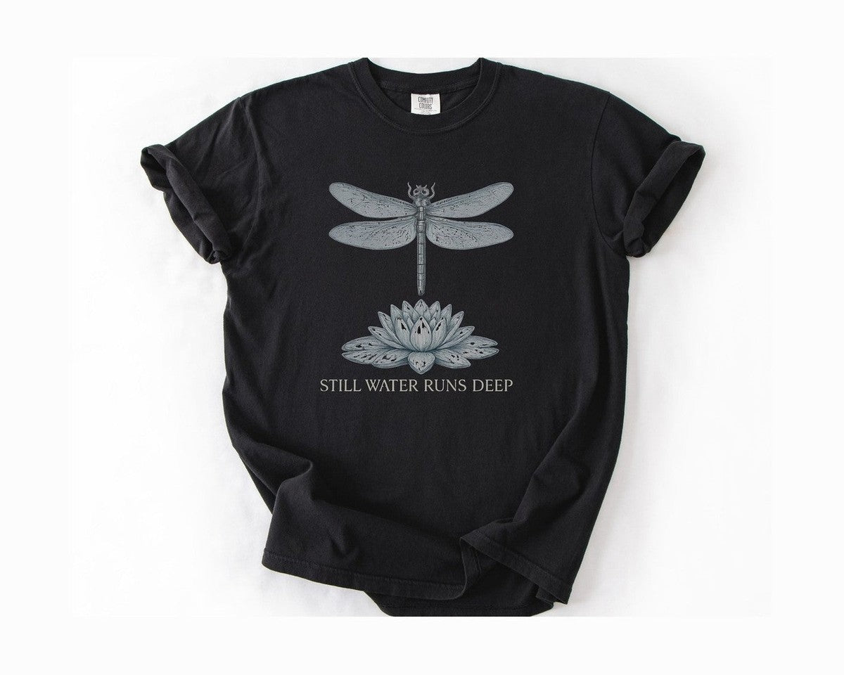 Dragonfly Lotus T-Shirt - Black