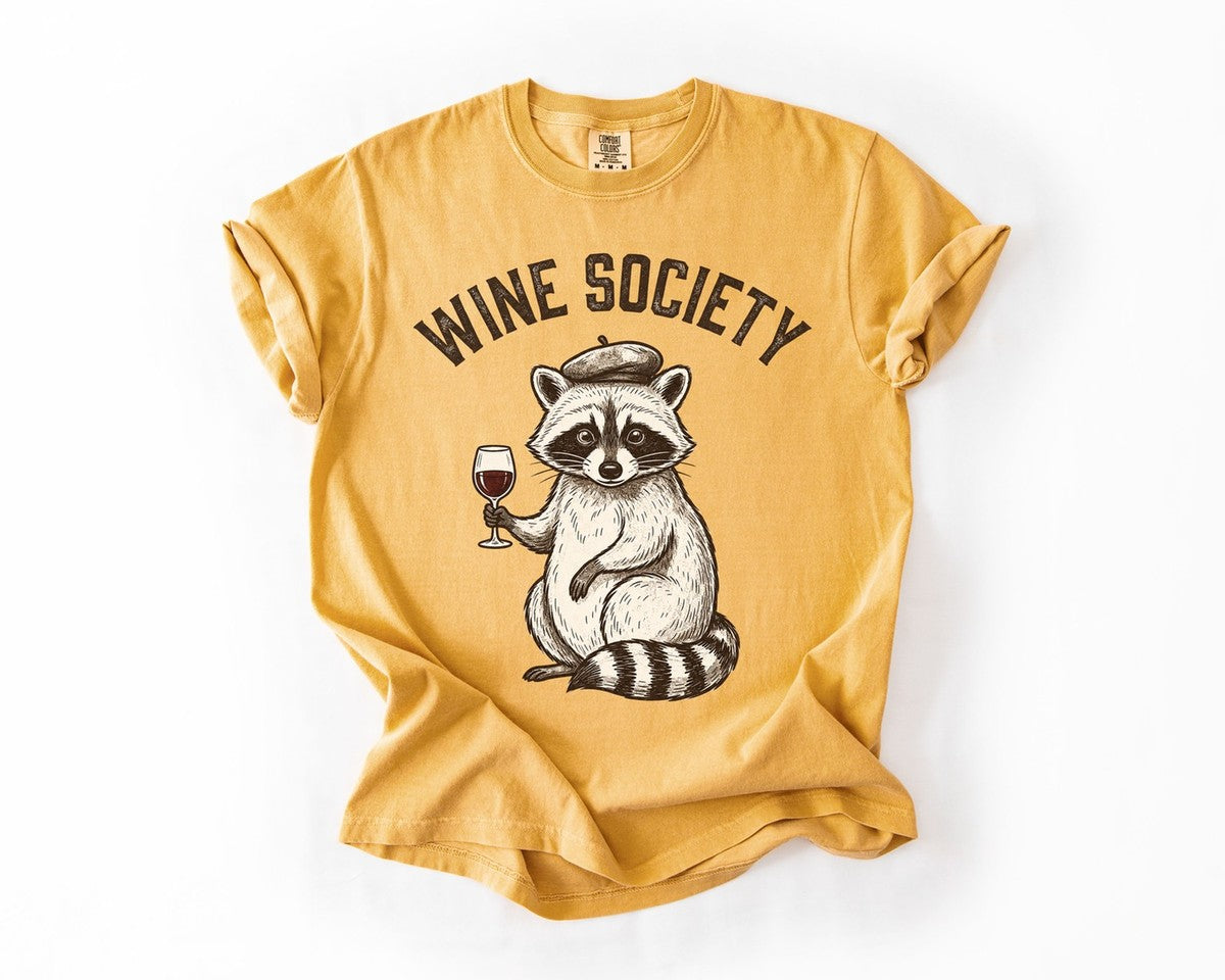 Wine Society Beret Tee - Mustard