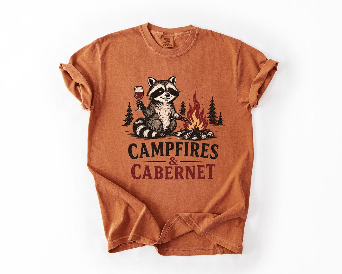 Campfires & Cabernet Raccoon Tee - Yam