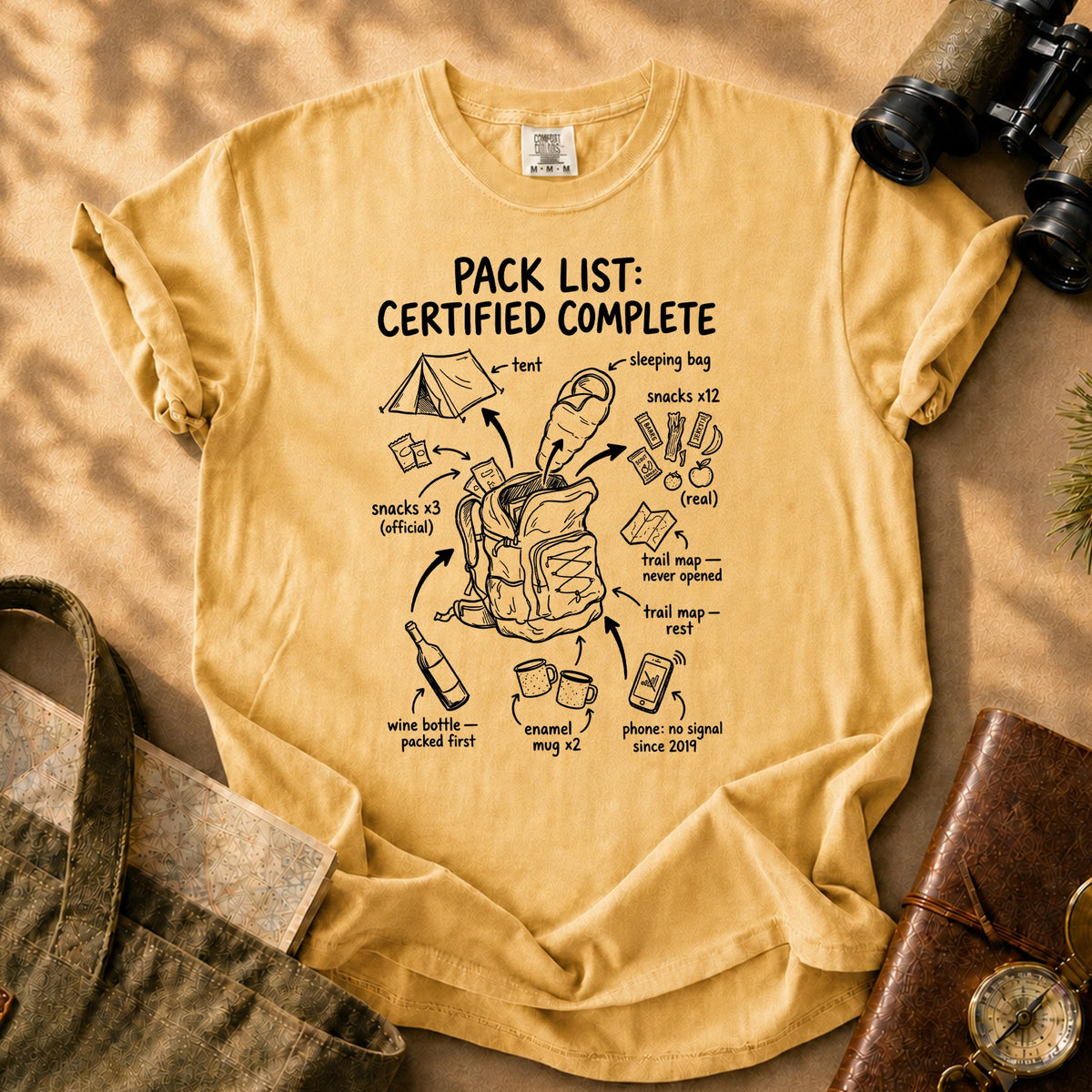 Adventure Pack List Tee - Mustard