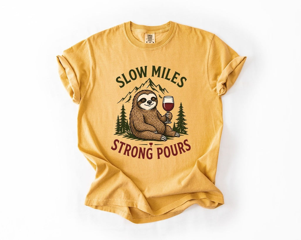 Sloth Wine Tee - Mustard